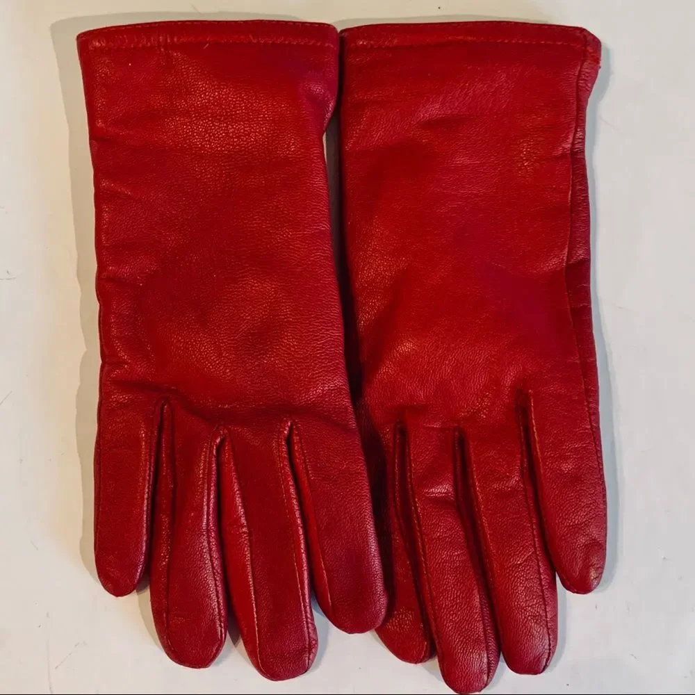 Women’s Thinsulate Red‎ Leather Gloves M